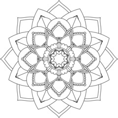 Easy Mandala coloring book simple and basic for beginners, seniors and children. Set of Mehndi flower pattern for Henna drawing and tattoo. Decoration in ethnic oriental, Indian style.