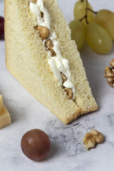 Homemade cheese with walnuts sandwiches