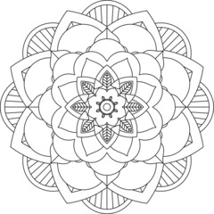 Easy Mandala coloring book simple and basic for beginners, seniors and children. Set of Mehndi flower pattern for Henna drawing and tattoo. Decoration in ethnic oriental, Indian style.