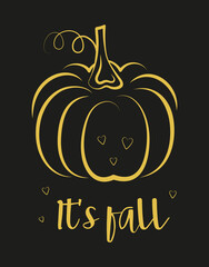 Obraz premium halloween card with pumpkin isolated on black