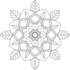 Easy Mandala coloring book simple and basic for beginners, seniors and children. Set of Mehndi flower pattern for Henna drawing and tattoo. Decoration in ethnic oriental, Indian style.
