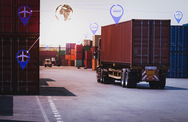 Logistics and transportation of Container Cargo ship and Cargo plane