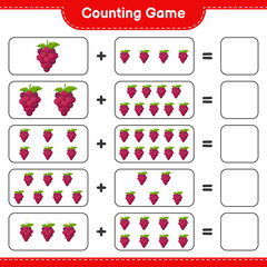 Counting game, count the number of Grape and write the result. Educational children game, printable worksheet, vector illustration