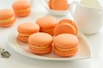 Macaroni, French dessert, with apricots and chocolate.