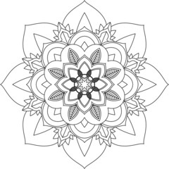 Easy Mandala coloring book simple and basic for beginners, seniors and children. Set of Mehndi flower pattern for Henna drawing and tattoo. Decoration in ethnic oriental, Indian style.