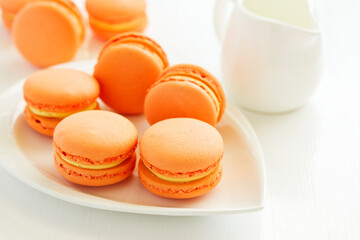 Macaroni, French dessert, with apricots and chocolate.