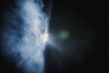 Sorcerer with marks on his body in the forest