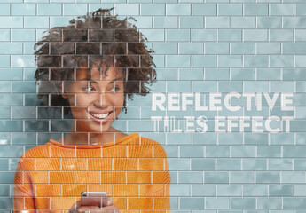 Reflective Tiled Underground Wall Photo Effect Mockup