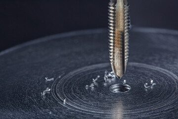 Thread tap drill steel billet. Locksmith work.