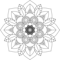 Easy Mandala coloring book simple and basic for beginners, seniors and children. Set of Mehndi flower pattern for Henna drawing and tattoo. Decoration in ethnic oriental, Indian style.