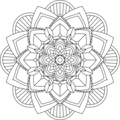 Fototapeta premium Easy Mandala coloring book simple and basic for beginners, seniors and children. Set of Mehndi flower pattern for Henna drawing and tattoo. Decoration in ethnic oriental, Indian style.