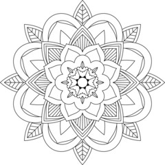 Easy Mandala coloring book simple and basic for beginners, seniors and children. Set of Mehndi flower pattern for Henna drawing and tattoo. Decoration in ethnic oriental, Indian style.