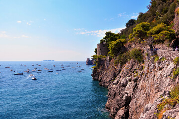 cliff overlooking the sea in positano Italy