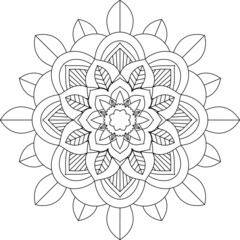 Easy Mandala coloring book simple and basic for beginners, seniors and children. Set of Mehndi flower pattern for Henna drawing and tattoo. Decoration in ethnic oriental, Indian style.