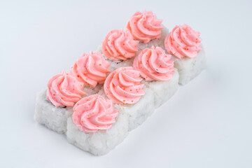 roll lava Japanese cuisine sushi on white background. High quality photo