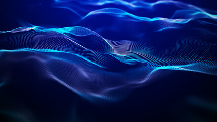 Futuristic point wave. Abstract background with a dynamic wave. 3d rendering