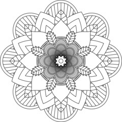 Easy Mandala coloring book simple and basic for beginners, seniors and children. Set of Mehndi flower pattern for Henna drawing and tattoo. Decoration in ethnic oriental, Indian style.