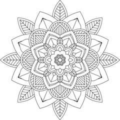 Easy Mandala coloring book simple and basic for beginners, seniors and children. Set of Mehndi flower pattern for Henna drawing and tattoo. Decoration in ethnic oriental, Indian style.