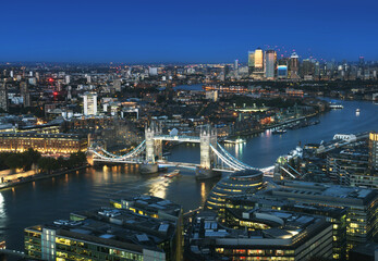 Obraz na płótnie Canvas London aerial view with Tower Bridge, UK