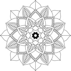 Easy Mandala coloring book simple and basic for beginners, seniors and children. Set of Mehndi flower pattern for Henna drawing and tattoo. Decoration in ethnic oriental, Indian style.