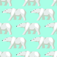 Obraz na płótnie Canvas Seamless pattern, wild animal polar bear on a blue background, vector illustration