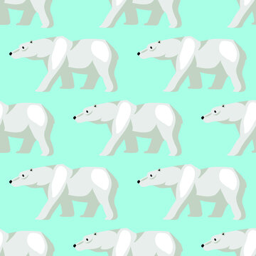 Seamless pattern, wild animal polar bear on a blue background, vector illustration © 7wwolf7