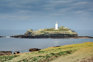 Fototapeta na wymiar Godrevy Island and lighthouse Cornwall England UK Europe