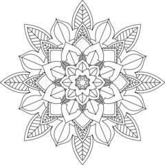 Easy Mandala coloring book simple and basic for beginners, seniors and children. Set of Mehndi flower pattern for Henna drawing and tattoo. Decoration in ethnic oriental, Indian style.