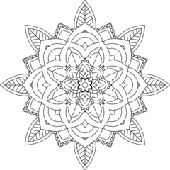 Easy Mandala coloring book simple and basic for beginners, seniors and children. Set of Mehndi flower pattern for Henna drawing and tattoo. Decoration in ethnic oriental, Indian style.