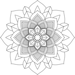 Easy Mandala coloring book simple and basic for beginners, seniors and children. Set of Mehndi flower pattern for Henna drawing and tattoo. Decoration in ethnic oriental, Indian style.