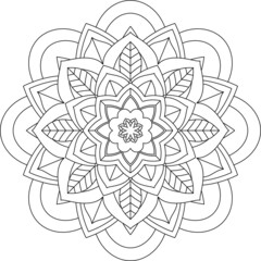Easy Mandala coloring book simple and basic for beginners, seniors and children. Set of Mehndi flower pattern for Henna drawing and tattoo. Decoration in ethnic oriental, Indian style.