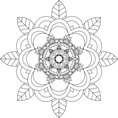 Easy Mandala coloring book simple and basic for beginners, seniors and children. Set of Mehndi flower pattern for Henna drawing and tattoo. Decoration in ethnic oriental, Indian style.