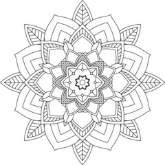 Easy Mandala coloring book simple and basic for beginners, seniors and children. Set of Mehndi flower pattern for Henna drawing and tattoo. Decoration in ethnic oriental, Indian style.