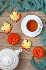 Autumn concept with cookies and tea