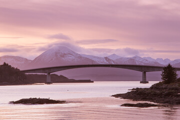 Skye bridge from mainland leading to Isle of Skye in Scotland, Kyle of Lochalsh