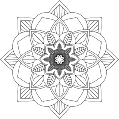 Easy Mandala coloring book simple and basic for beginners, seniors and children. Set of Mehndi flower pattern for Henna drawing and tattoo. Decoration in ethnic oriental, Indian style.