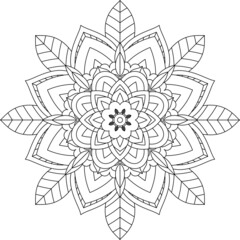 Easy Mandala coloring book simple and basic for beginners, seniors and children. Set of Mehndi flower pattern for Henna drawing and tattoo. Decoration in ethnic oriental, Indian style.