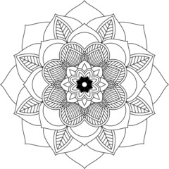 Easy Mandala coloring book simple and basic for beginners, seniors and children. Set of Mehndi flower pattern for Henna drawing and tattoo. Decoration in ethnic oriental, Indian style.