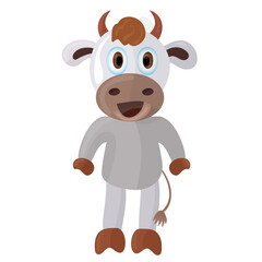 Simple surprised calf on a white background