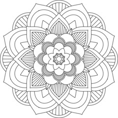 Easy Mandala coloring book simple and basic for beginners, seniors and children. Set of Mehndi flower pattern for Henna drawing and tattoo. Decoration in ethnic oriental, Indian style.