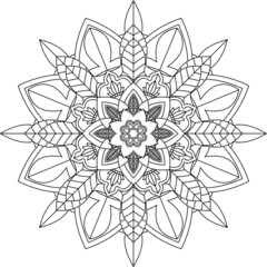 Easy Mandala coloring book simple and basic for beginners, seniors and children. Set of Mehndi flower pattern for Henna drawing and tattoo. Decoration in ethnic oriental, Indian style.