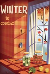 Winter si coming -  autumn through kitchen window