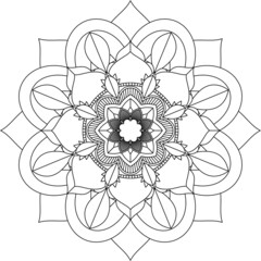 Easy Mandala coloring book simple and basic for beginners, seniors and children. Set of Mehndi flower pattern for Henna drawing and tattoo. Decoration in ethnic oriental, Indian style.
