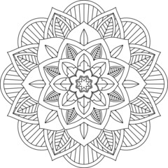 Easy Mandala coloring book simple and basic for beginners, seniors and children. Set of Mehndi flower pattern for Henna drawing and tattoo. Decoration in ethnic oriental, Indian style.