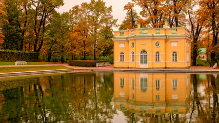 Fototapeta na wymiar Upperbath pavilion in Tsarskoe selo Pushkin, St. Petersburg, Russia