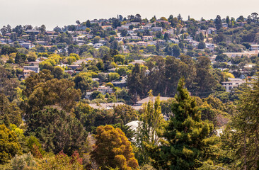 Valley homes panoramic view in Belmont, San Mateo County, California