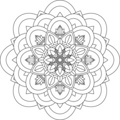 Easy Mandala coloring book simple and basic for beginners, seniors and children. Set of Mehndi flower pattern for Henna drawing and tattoo. Decoration in ethnic oriental, Indian style.