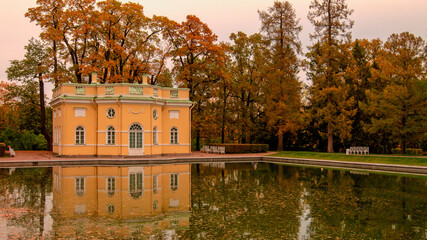 Fototapeta na wymiar Upperbath pavilion in Tsarskoe selo Pushkin, St. Petersburg, Russia