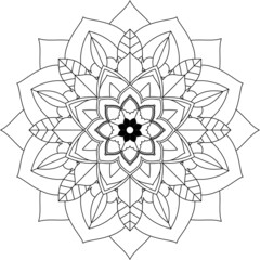 Easy Mandala coloring book simple and basic for beginners, seniors and children. Set of Mehndi flower pattern for Henna drawing and tattoo. Decoration in ethnic oriental, Indian style.