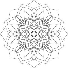 Easy Mandala coloring book simple and basic for beginners, seniors and children. Set of Mehndi flower pattern for Henna drawing and tattoo. Decoration in ethnic oriental, Indian style.